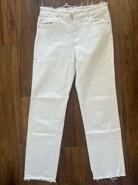 Ag Adriano Goldschmied The Isabelle Frayed White Jeans Size 30